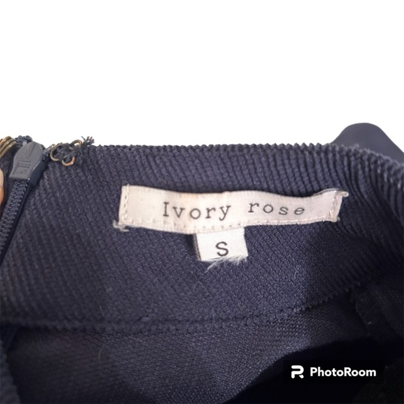 Navy Short Sleeve Mock Neck Corduroy High-Low Dress - Picture 3 of 4